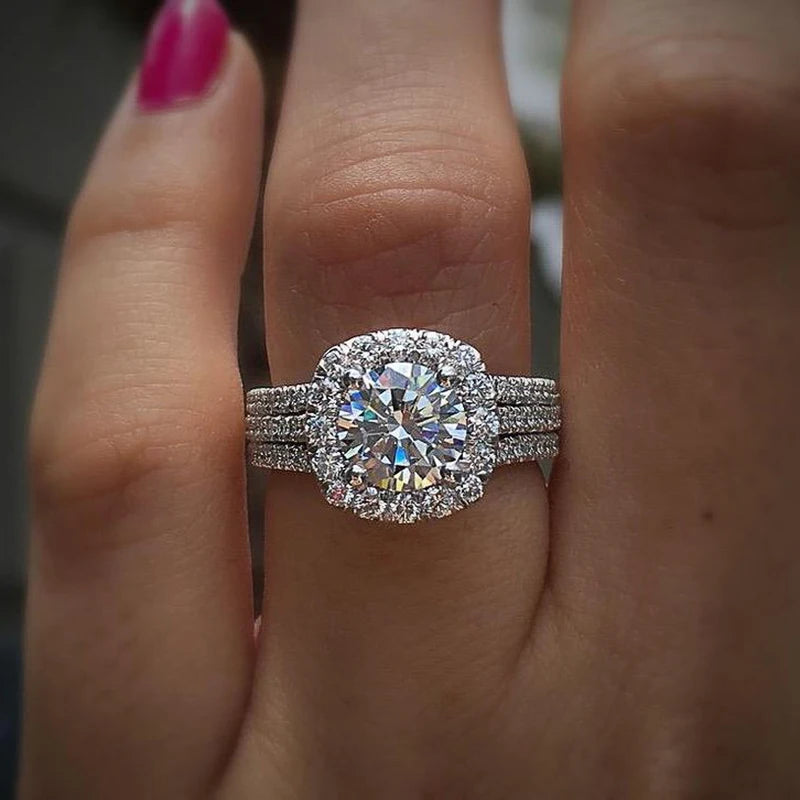 Brilliant Cubic Zirconia Engagement Ring