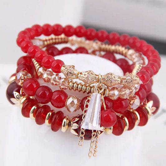 Crystal Boho Tassel Charm Bracelet