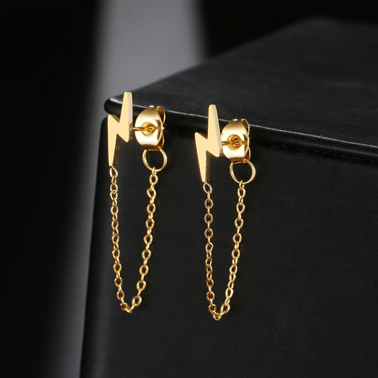 Stainless Steel Lightning Chain Earrings
