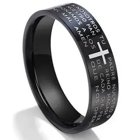 Titanium Steel Christian Cross Bible Ring
