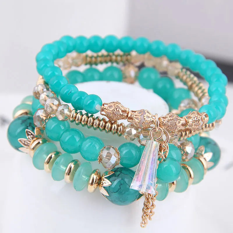Crystal Boho Tassel Charm Bracelet