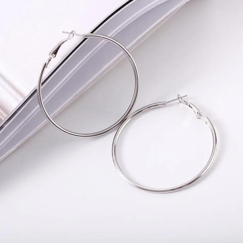 Large Smooth Hoop Earrings - 40mm to 80mm