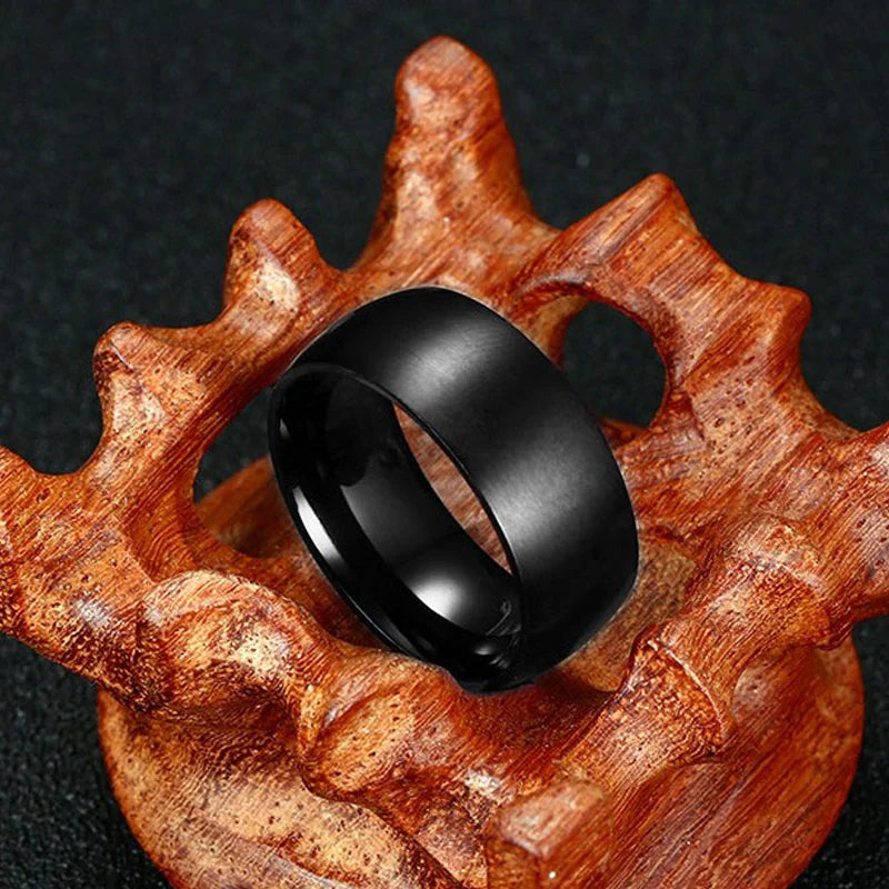 Matte Black Titanium Steel Band Ring
