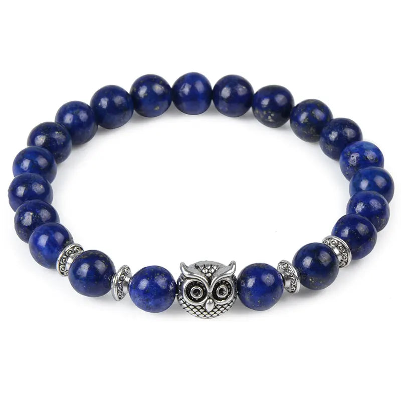 Tiger Eye Natural Stone Leopard Charm Bracelet