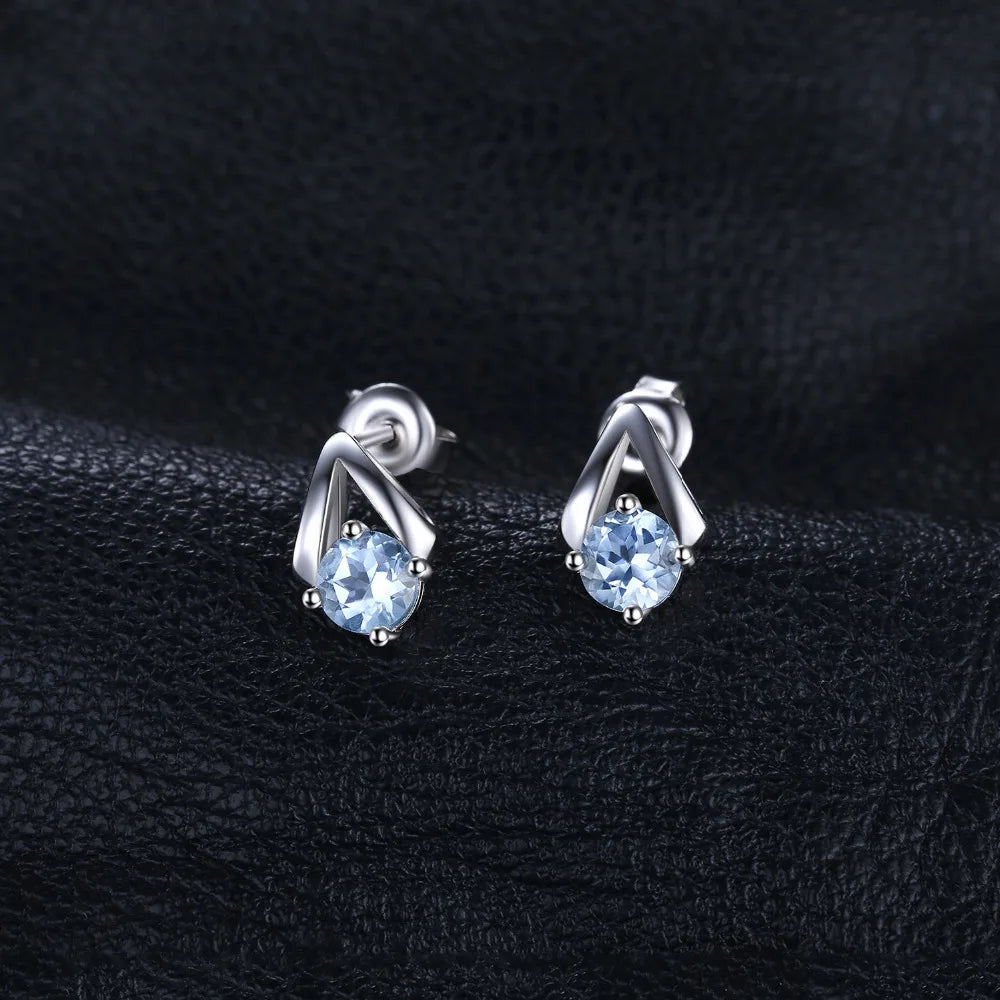 925 Sterling Silver Sky Blue Topaz Stud Earrings