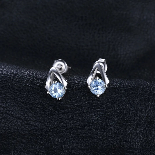 925 Sterling Silver Sky Blue Topaz Stud Earrings