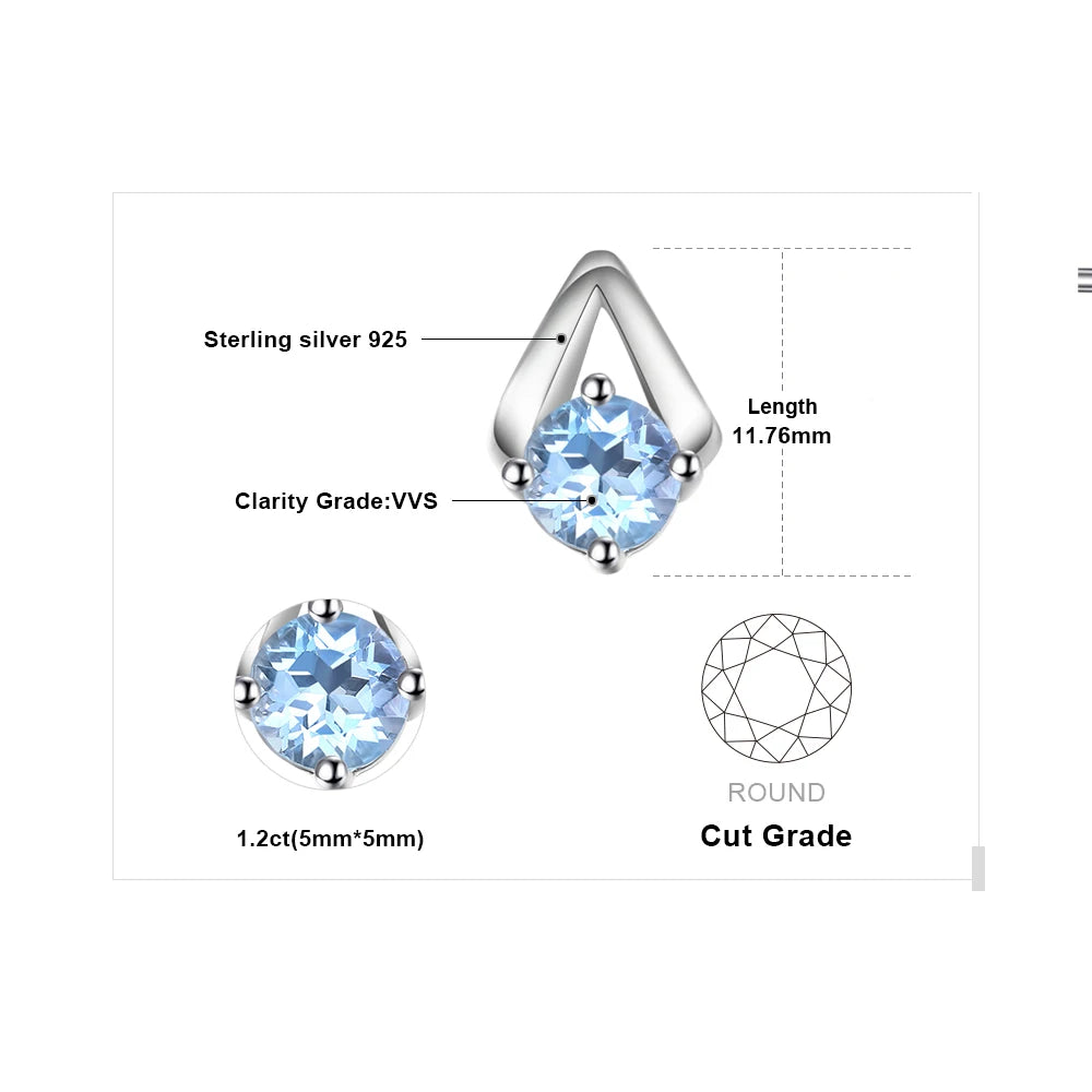 925 Sterling Silver Sky Blue Topaz Stud Earrings