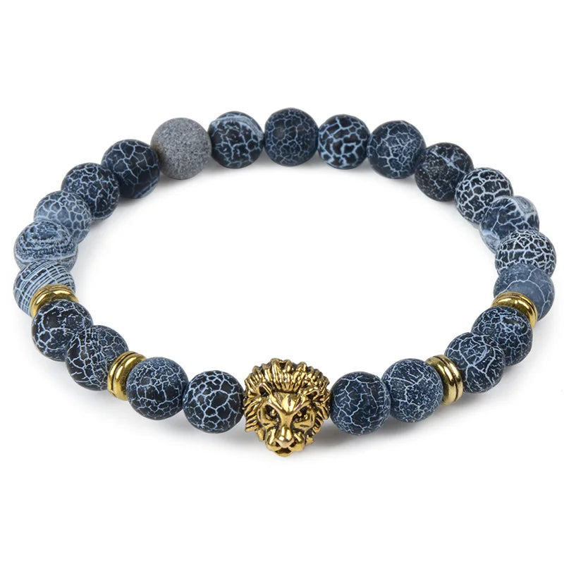 Tiger Eye Natural Stone Leopard Charm Bracelet