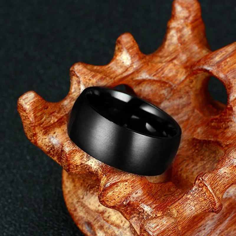 Matte Black Titanium Steel Band Ring