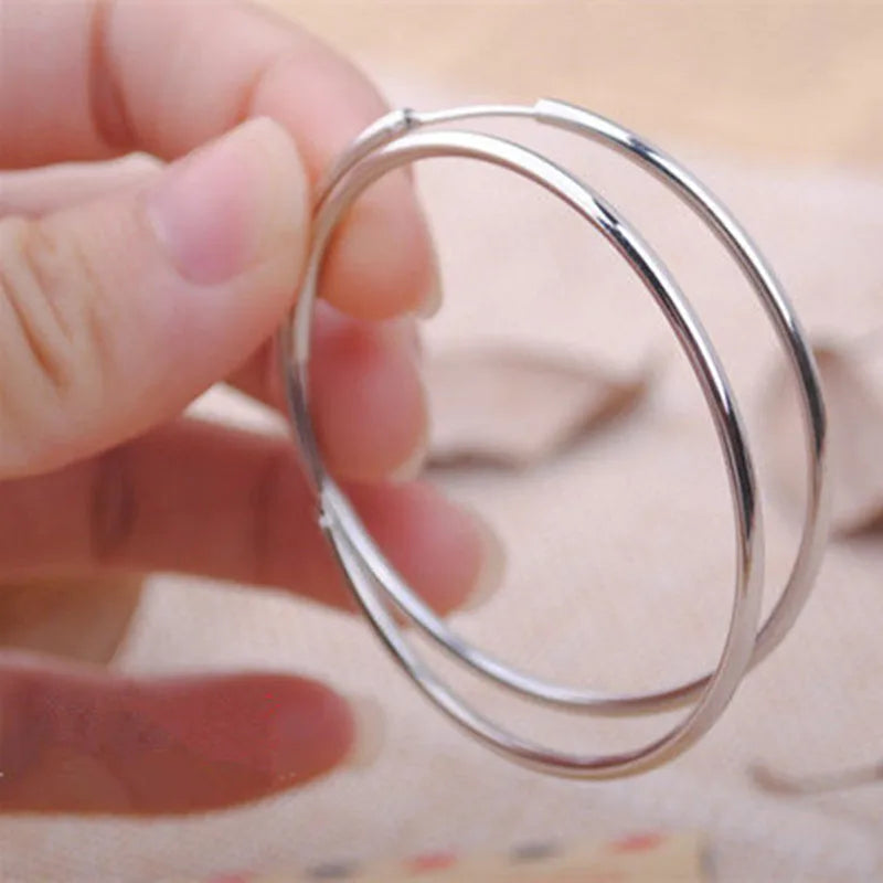 925 Sterling Silver Round Circle Earrings