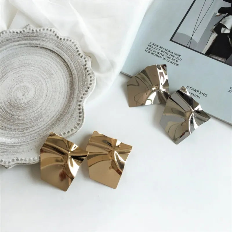 Geometric Fold Statement Stud Earrings