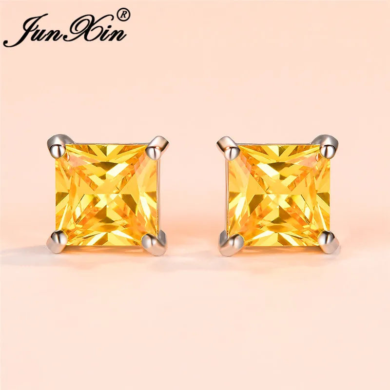 Cubic Zirconia Crystal Rainbow Stud Earrings