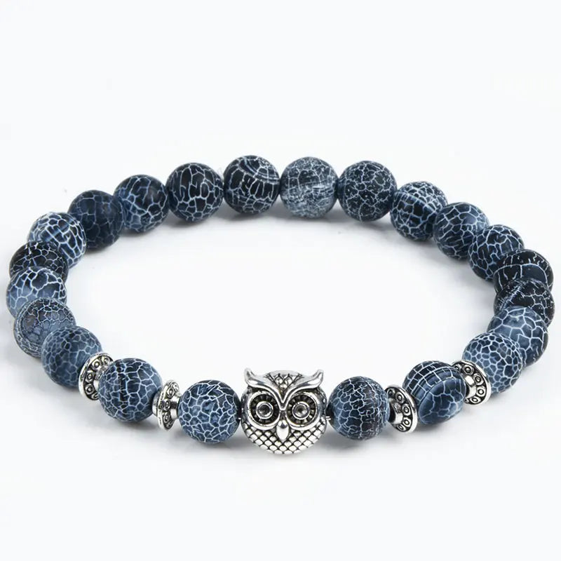 Tiger Eye Natural Stone Leopard Charm Bracelet