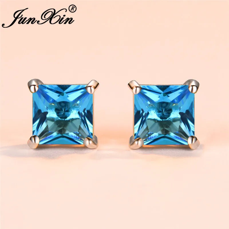 Cubic Zirconia Crystal Rainbow Stud Earrings