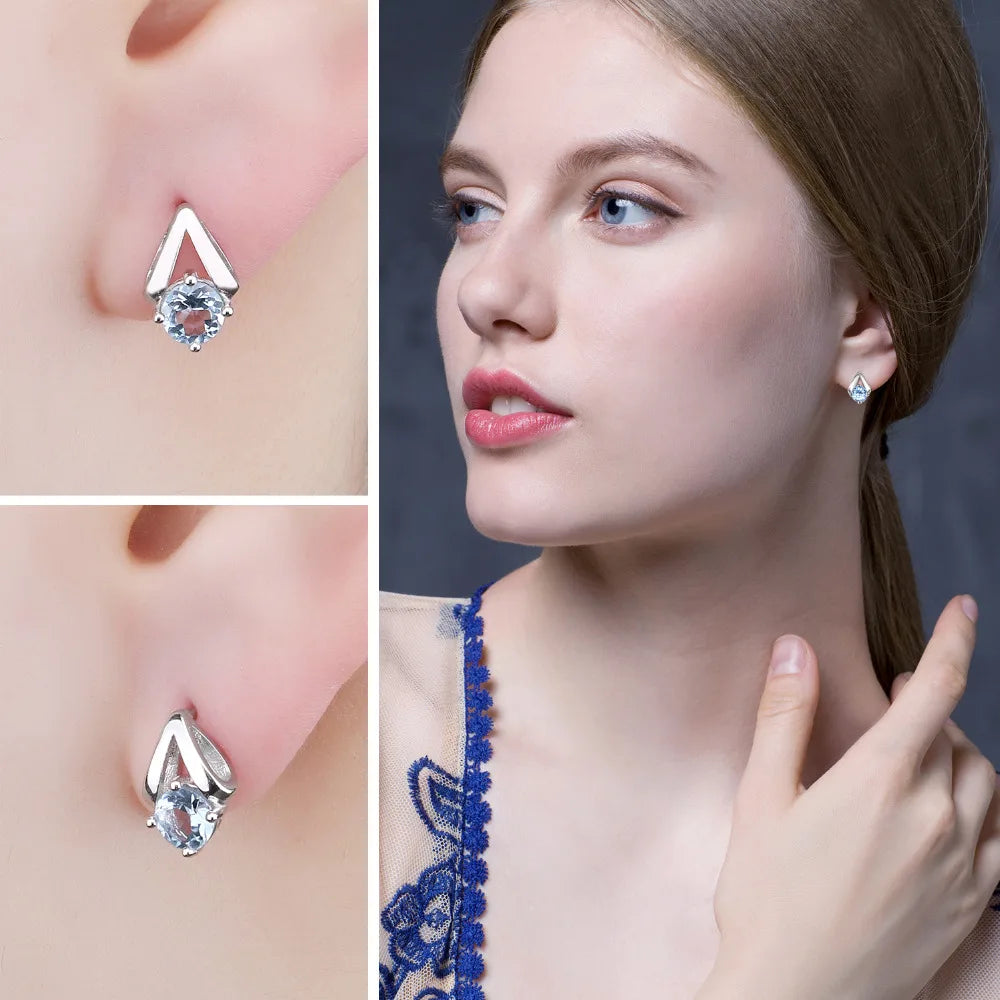 925 Sterling Silver Sky Blue Topaz Stud Earrings
