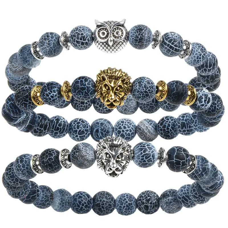 Tiger Eye Natural Stone Leopard Charm Bracelet