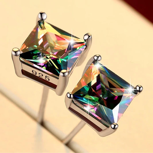 Cubic Zirconia Crystal Rainbow Stud Earrings