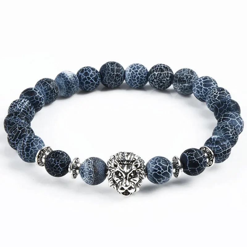 Tiger Eye Natural Stone Leopard Charm Bracelet