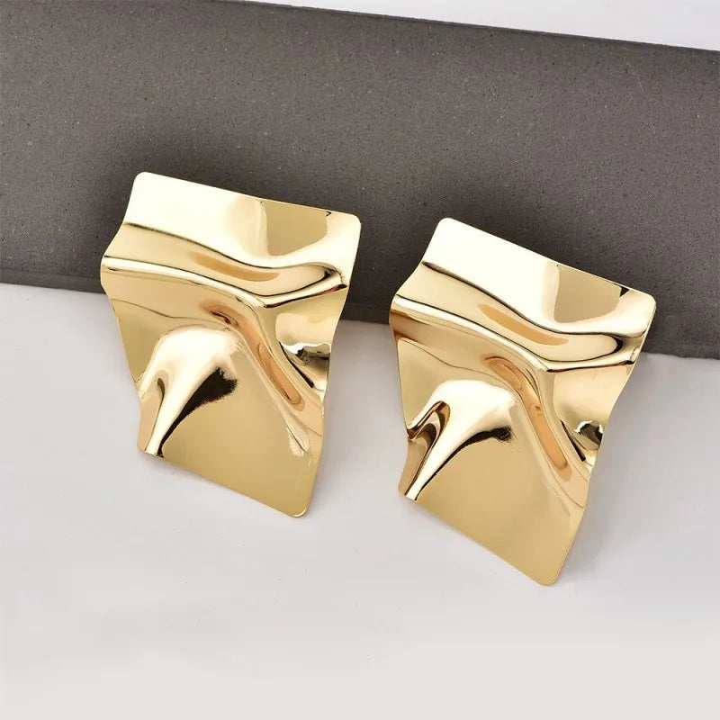 Geometric Fold Statement Stud Earrings