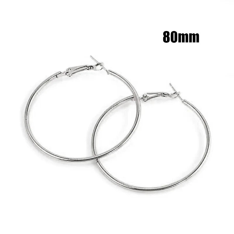 Large Smooth Hoop Earrings - 40mm to 80mm