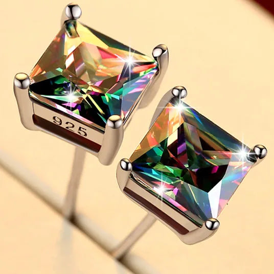 Cubic Zirconia Crystal Rainbow Stud Earrings