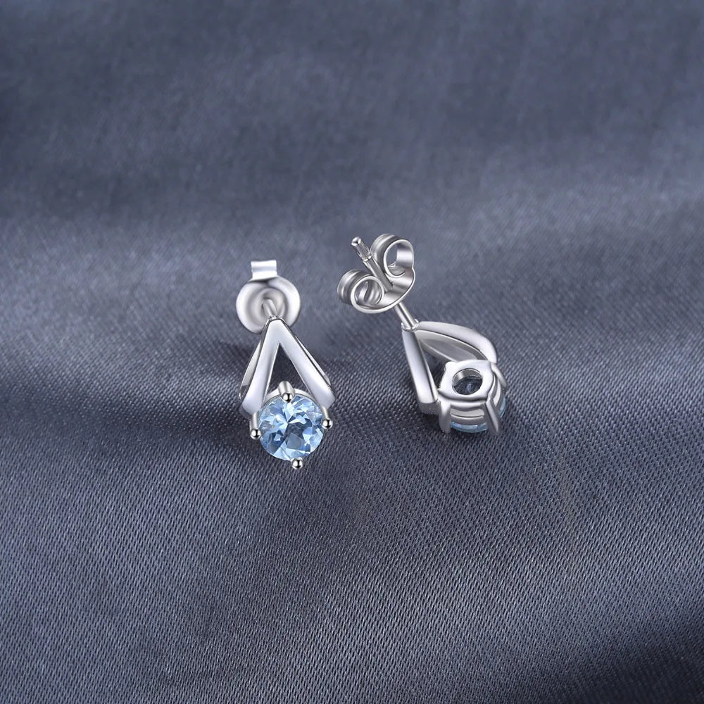 925 Sterling Silver Sky Blue Topaz Stud Earrings