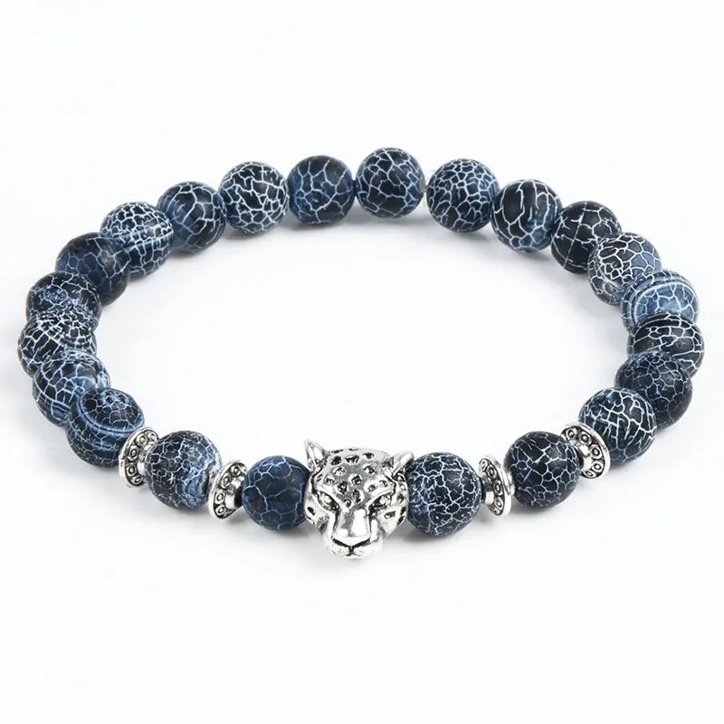 Tiger Eye Natural Stone Leopard Charm Bracelet
