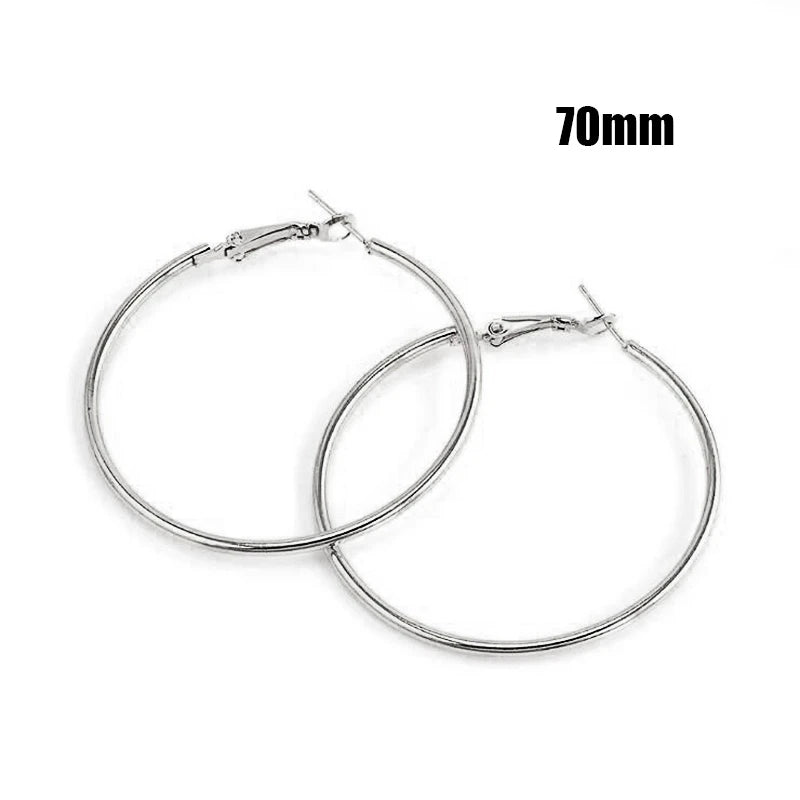 Large Smooth Hoop Earrings - 40mm to 80mm