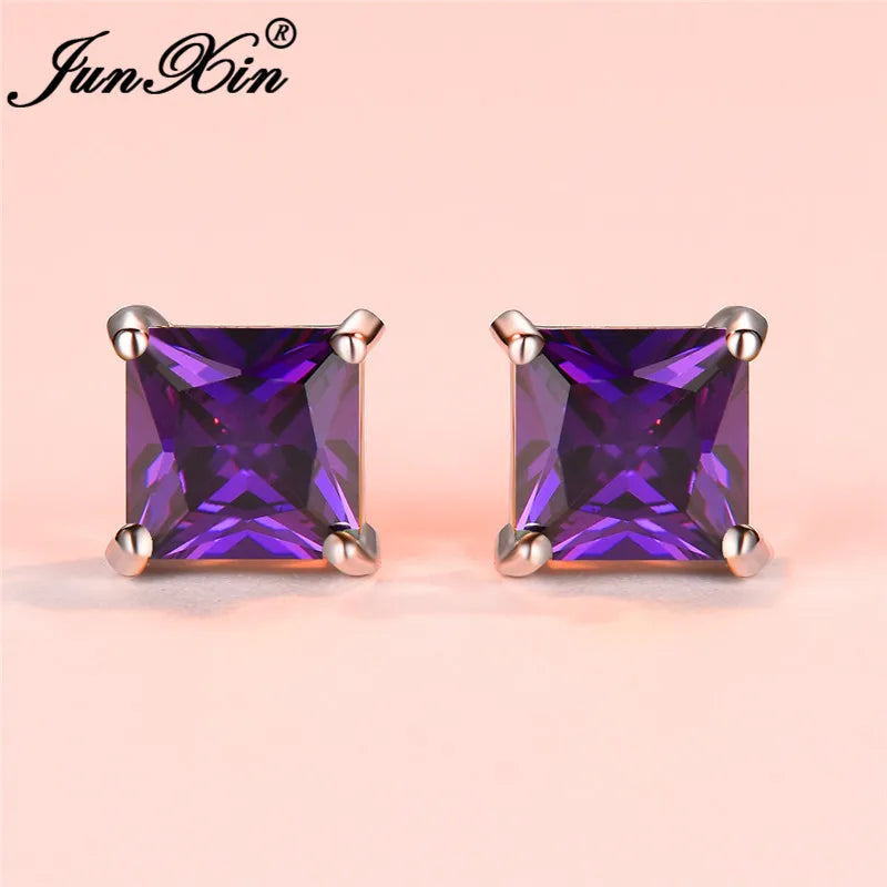 Cubic Zirconia Crystal Rainbow Stud Earrings