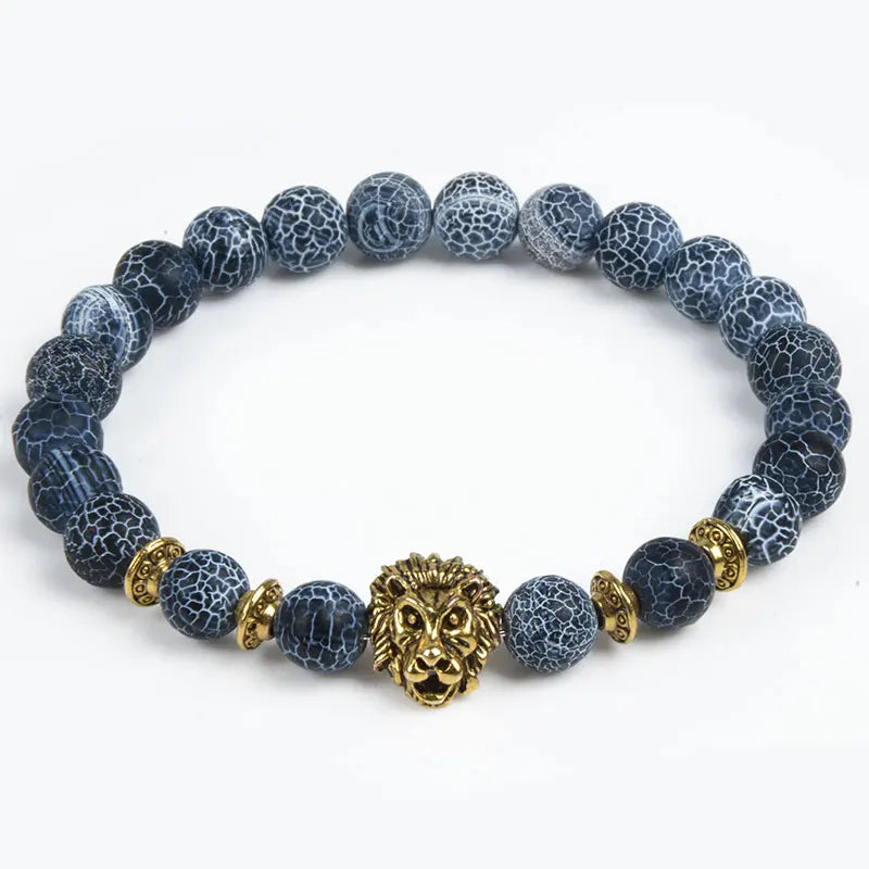 Tiger Eye Natural Stone Leopard Charm Bracelet