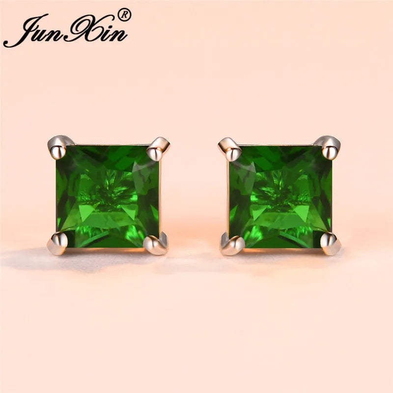 Cubic Zirconia Crystal Rainbow Stud Earrings