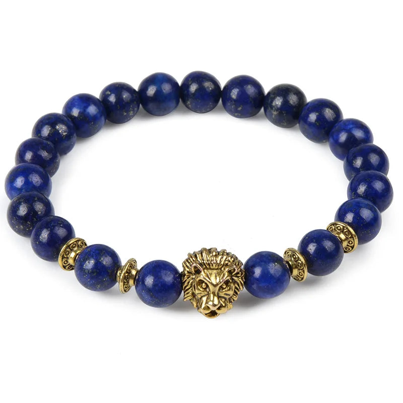 Tiger Eye Natural Stone Leopard Charm Bracelet