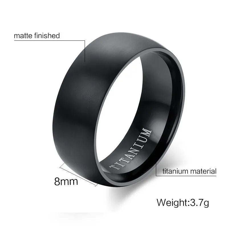 Matte Black Titanium Steel Band Ring