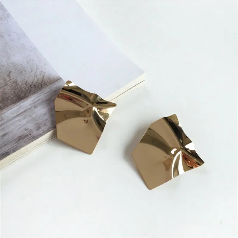 Geometric Fold Statement Stud Earrings