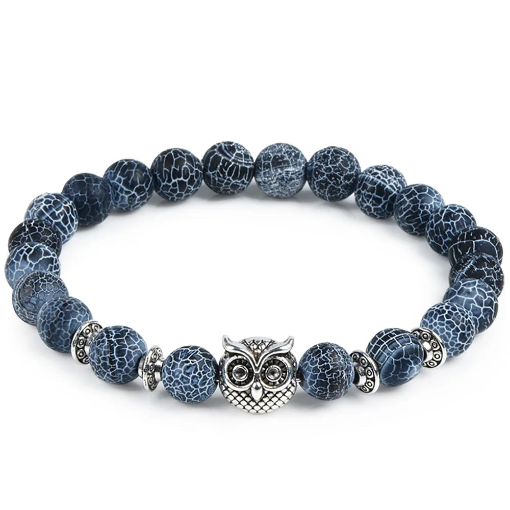 Tiger Eye Natural Stone Leopard Charm Bracelet