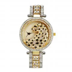 MISSFOX Crystal Leopard Women's Watch - Gold Tone Quartz Style