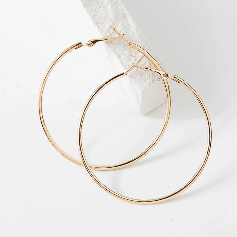Large Smooth Hoop Earrings - 40mm to 80mm