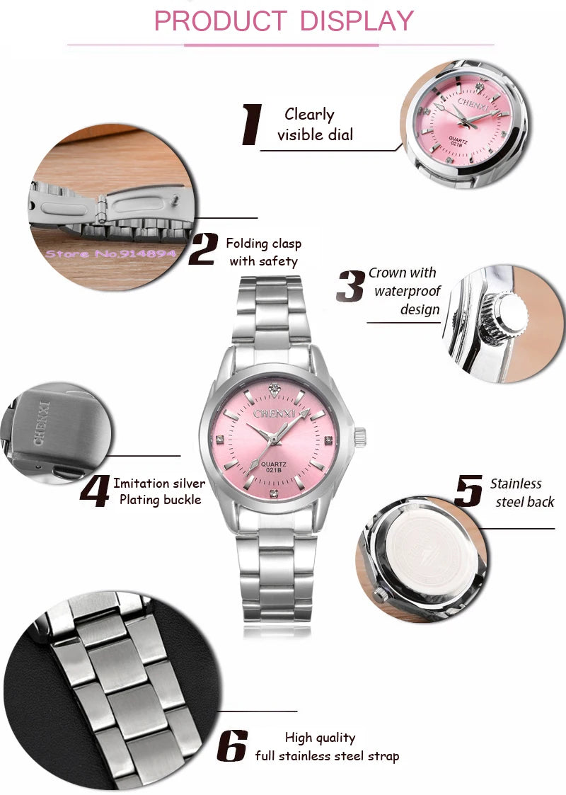 CHENXI CX021B Rhinestone Women's Watch - Waterproof Dress Style