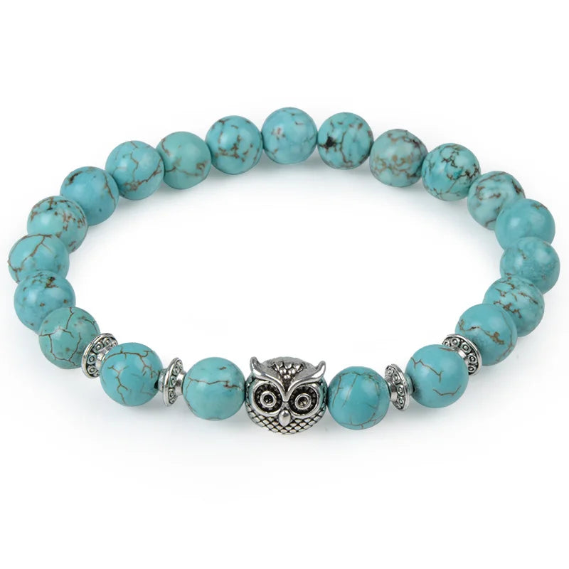Tiger Eye Natural Stone Leopard Charm Bracelet