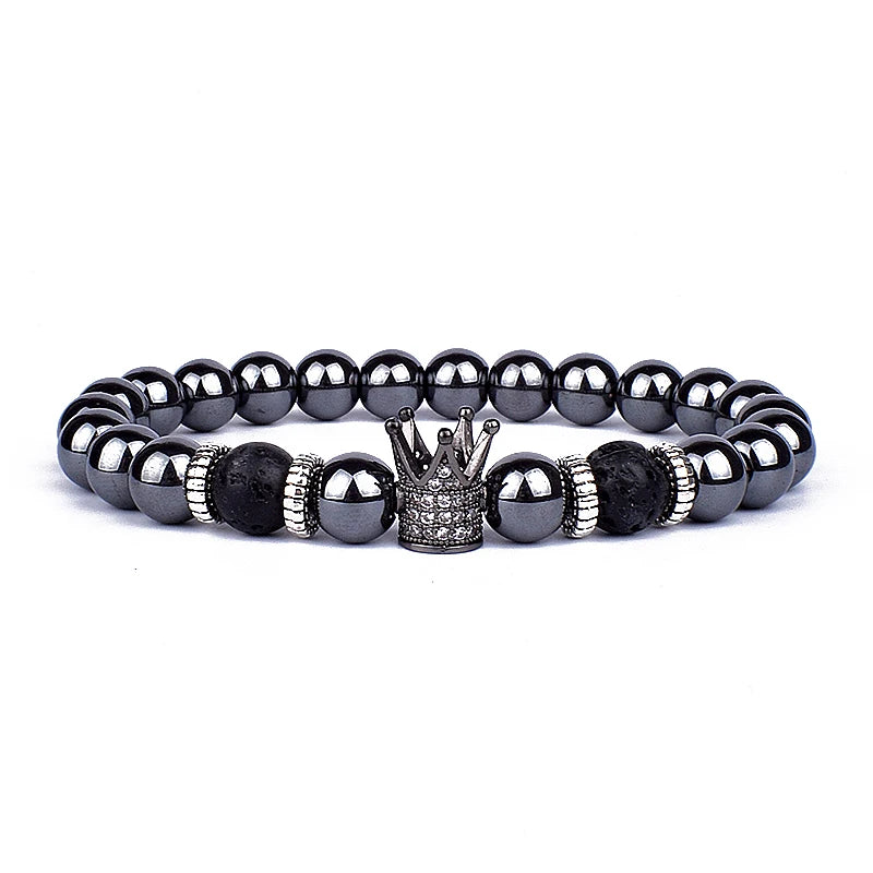 Obsidian Lava Stone Lion Head Bracelet