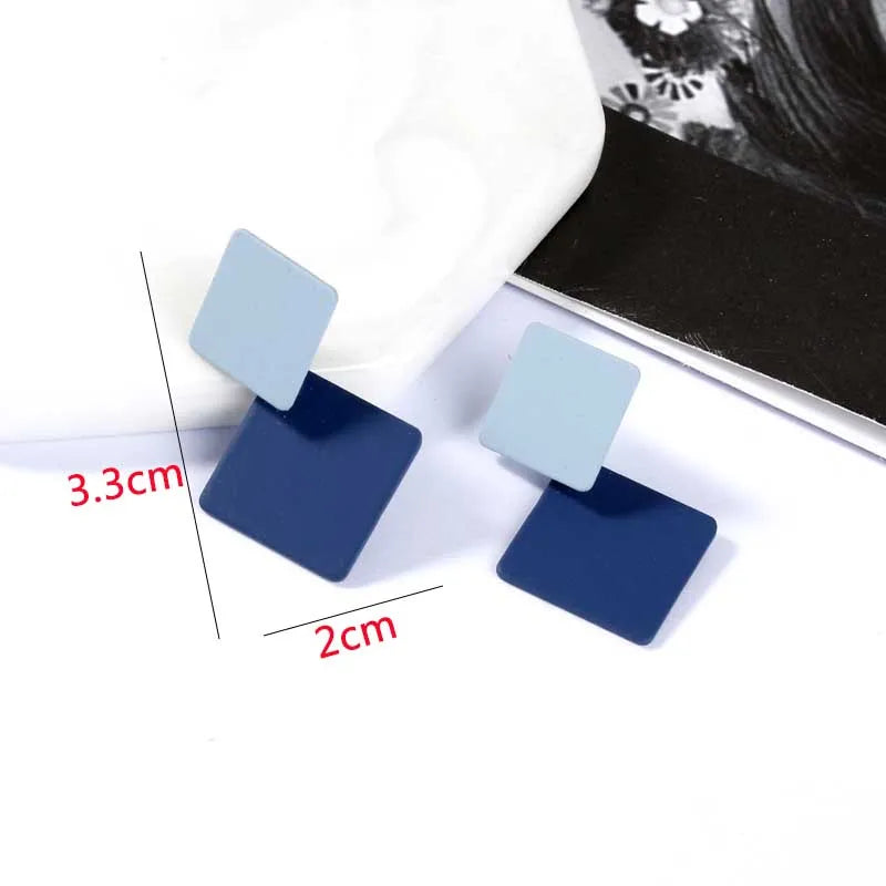Blue Geometric Butterfly Dangle Earrings