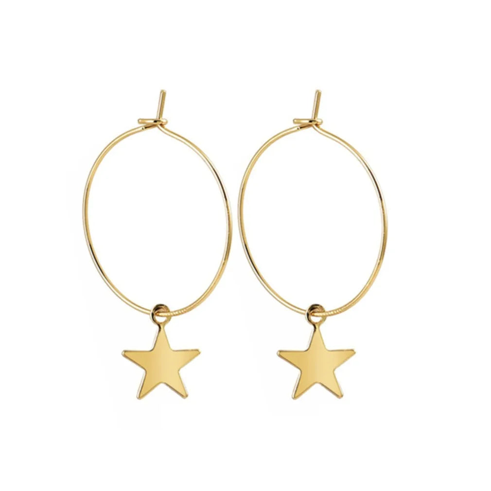 Gold-tone Star Circle Drop Earrings