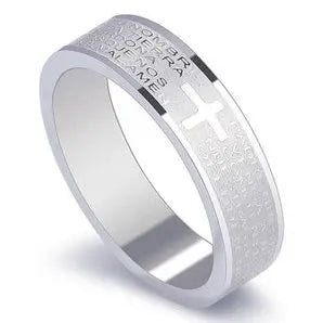 Titanium Steel Christian Cross Bible Ring