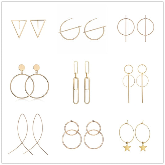 Gold-tone Star Circle Drop Earrings