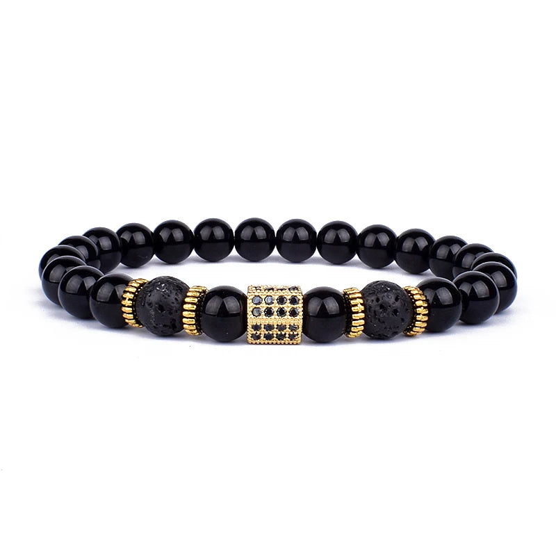 Obsidian Lava Stone Lion Head Bracelet