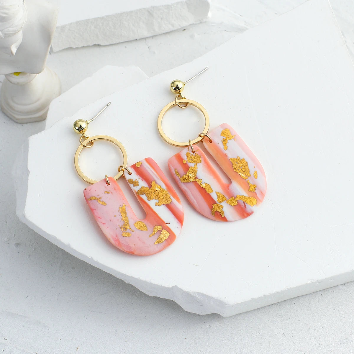 Abstract Polymer Clay Drop Earrings