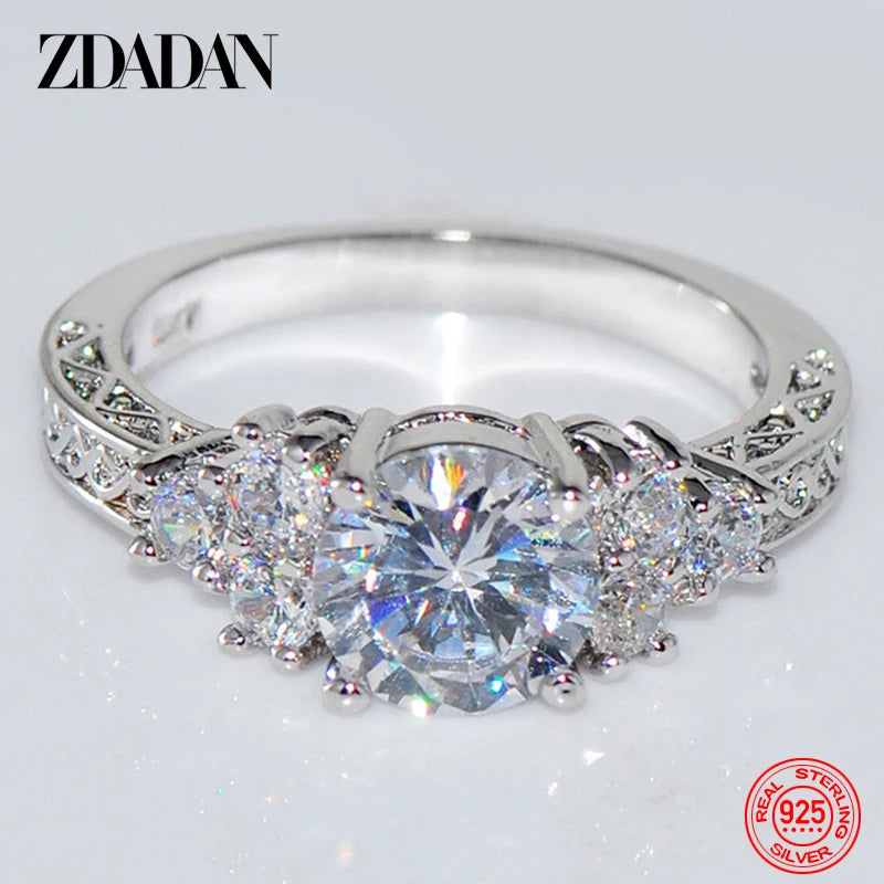925 Sterling Silver 8mm Zircon Ring