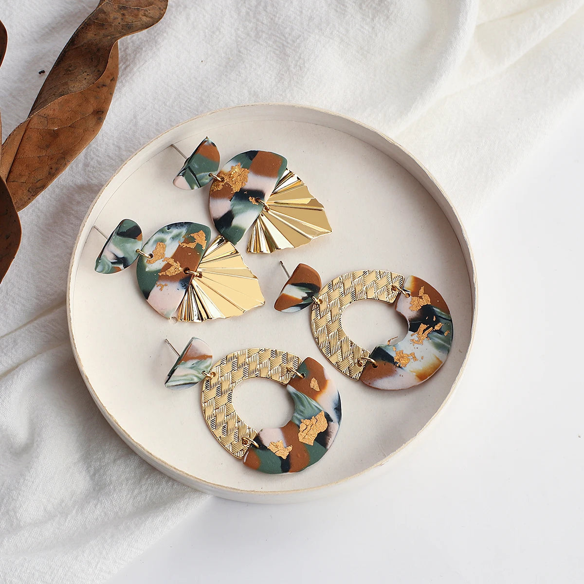 Abstract Polymer Clay Drop Earrings