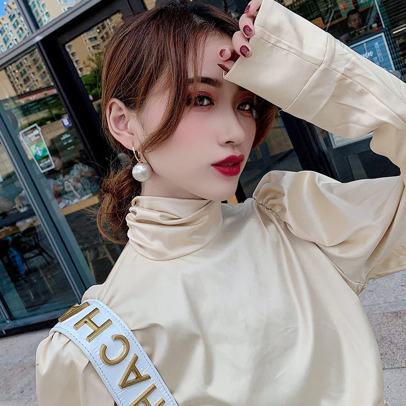 Korean Geometric Pearl Drop Earrings