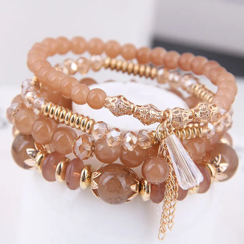 Crystal Boho Tassel Charm Bracelet